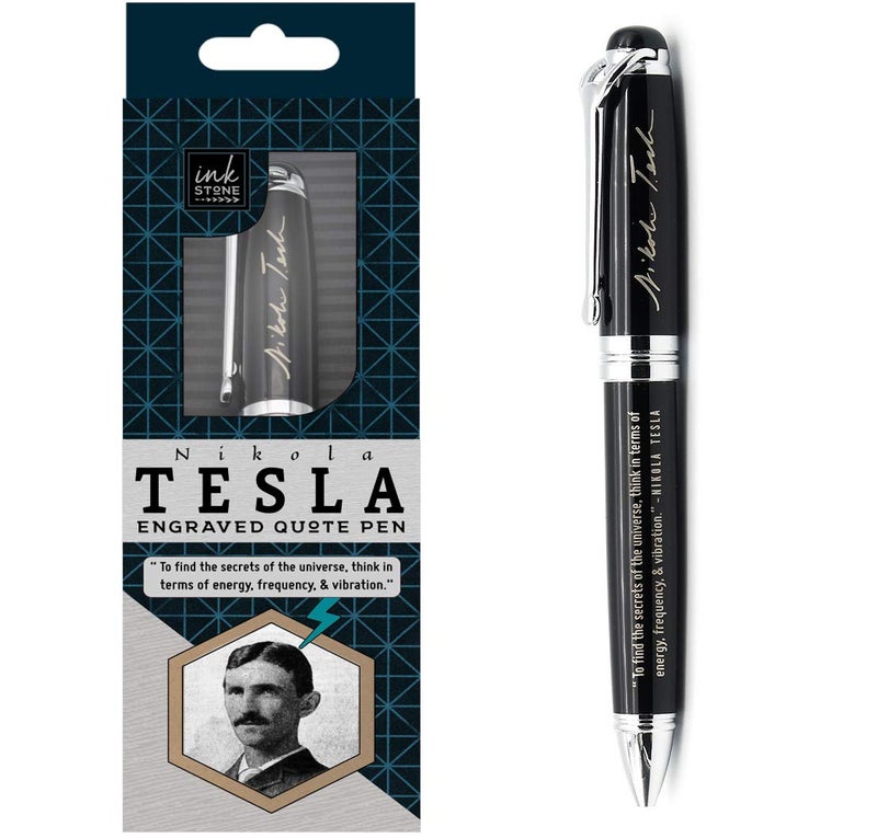 Inkstone Nikola Tesla Engraved Quote Pen - To Find the Secrets of the Universe, Think in Terms of Energy, Frequency, Vibration. - Gifts for Scientists Engineers Nerds Inventors Intellectuals - Image 1